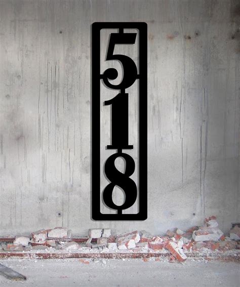 verticle house bumber modern metal|Metal House Number Sign Vertical .